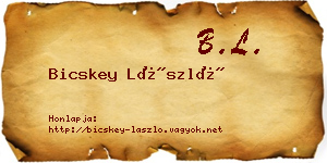 Bicskey László névjegykártya